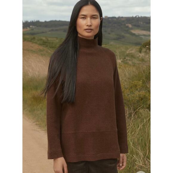 Poetry Women's Sz 6 Funnel-Neck Double Cotton Jersey Tunic Shirt Chestnut Brown - Picture 1 of 8